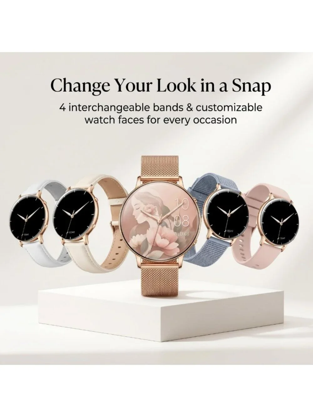 Lightweight Rose Gold Smartwatch for Women - 1.32” AMOLED, IP68 Waterproof